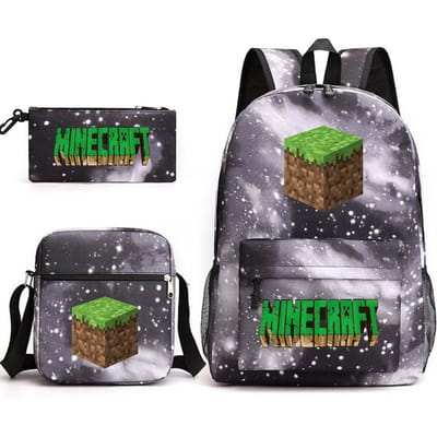 Minecraft Schooltas Game Merchandise Student Grote Capaciteit Print Drie Delige Schooltas Mannen En Vrouwen Three-piece set