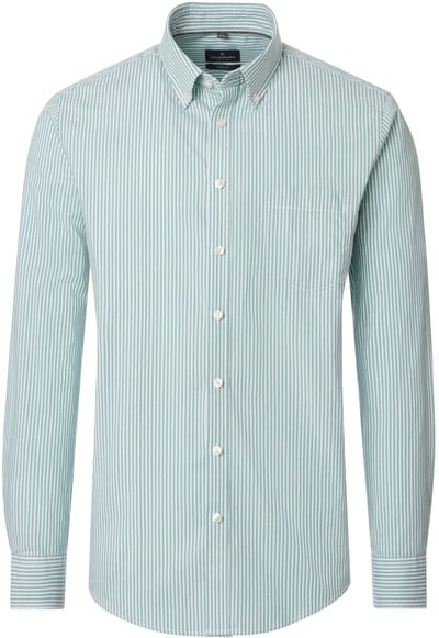 CASA MODA Sport casual fit overhemd - Oxford - lichtgroen gestreept - Strijkvriendelijk - Boordmaat: 39 - 40