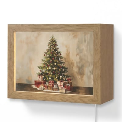 Wandlamp 20x15 cm - Oplaadbaar - Kerstboom - Versierd - Kleurrijk - Wandlampen binnen woonkamer - Slaapkamer lamp met kabel - Decoratieve nachtlamp - Vloerlamp snoer