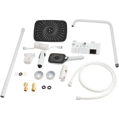 Ensemble de pommeau de douche à effet pluie Bouton poussoir Haute pression Multiples modes de jet d'eau Système de douche pour blanc