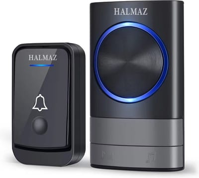 HALMAZ Draadloze deurbel – Zwart – Led verlichting- Deurbelset- IP44 Waterdicht – 52 Melodieën – Bereik 200 meter – 1 ontvanger