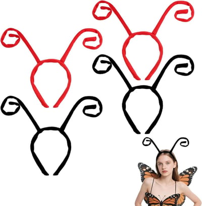 Halloween Haaraccessoires voor Feestjes - Verstelbare Vlinder Haarbanden in Zwart/Rood - Set van 2 Stuks met Antennes