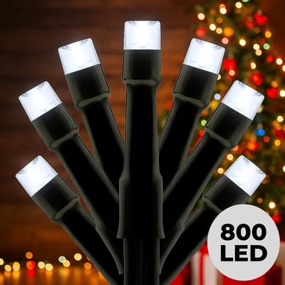 Lomera Kerstboomverlichting - Kerstverlichting - Kerstlampjes Buiten - 800 LED Lampjes - Witte Kerstverlichting - Timer Functie - Lichtfuncties - Geheugen - Ip44 - Energiebesparend - 12 Meter Lengte - Ijswit Licht - Magisch Effect
