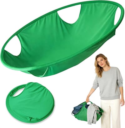 Vouwbare Wasmand met Handvatten, Grote Zachte en Draagbare Wasmand voor Kleding, Speelgoed en Handdoeken, Ideaal voor Slaapkamer, Badkamer en Wasruimte, Groen
