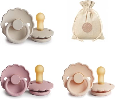 FRIGG Daisy T1 - Sandstone, Baby pink en Pink cream + Bolletoet speenzakje - 0-6 maanden