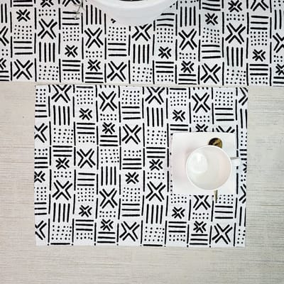 Tafelloper 180x35cm met Set van 4 Placemats | Gemaakt van 100% Afrikaanse Print Stof