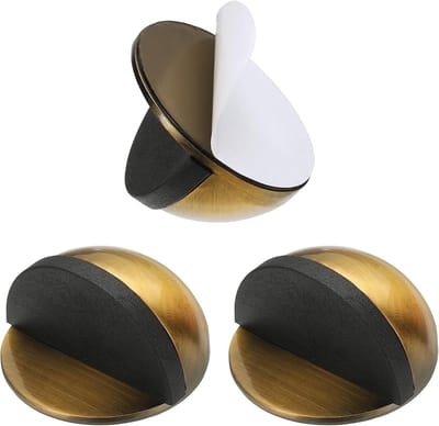 Deurstoppers RVS - Deurwig - Vloer Beschermen - Zelfklevend Punch-Free - 3 Stuks - Geel Brons
