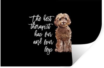 Muurstickers - Sticker Folie - Honden - The best therapist has fur and four legs - Spreuken - Quotes - 30x20 cm - Plakfolie - Muurstickers Kinderkamer - Zelfklevend Behang - Zelfklevend behangpapier - Stickerfolie