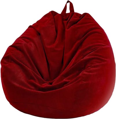 Bean Bag Corduroy Zonder Vulling - Gaming Bean Bags voor Volwassenen en Kinderen - Comfortabel voor Binnen en Buiten - Woonkamer - Grote Bean Bag - Rood-Wijn - 100 x 120 cm (geen vulling)