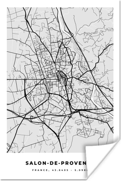Poster Plattegrond - Kaart - Stadskaart - Frankrijk - Salon-de-Provence - 120x180 cm XXL