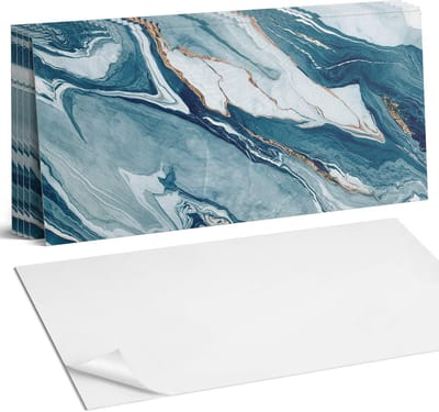 Coloray Plaktegels - Abstracte golven in beweging Wandtegel Zelfklevend - 60 cm x 30 cm - Turkoois Plaktegels - 6 stuks - Rechthoek PVC Tegels - Plaktegels Keuken - Zelfklevende Vloertegels Badkamer - Vinyl Tegels - Zelfklevende Wandtegels
