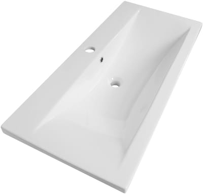 Brauer Halo Wastafel - 100 cm - met 1 Spoelbak en 1 Kraangat - Keramiek Hoogglans Wit