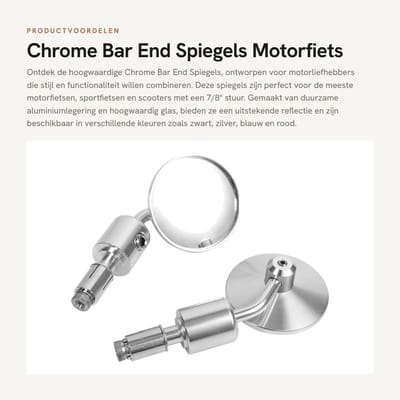 Dailygoods- Bar End Spiegels Aluminiumlegering - Achteruitkijkspiegels - Stuurspiegel - 6,5 cm Spiegeldiameter - 11 cm Schachtlengte - Voor 7/8" Stuur - Motorfiets Spiegels