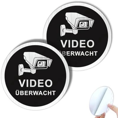 Videobewaking Waarschuwingsborden 10 cm - Duurzaam Aluminium met Plakfolie - 2 Stuks