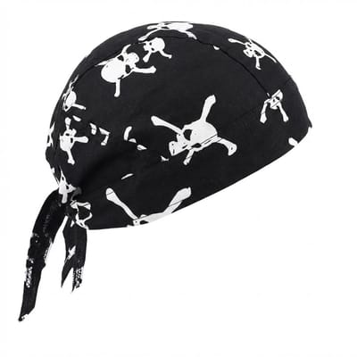 Zwart bandana unisex – gebonden bandana met witte doodshoofd piraten print – katoenen hoofd doek voor verkleedkleding, sport, motor en buitenactiviteiten