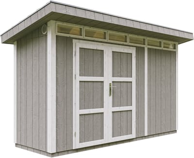 Timbela M902A-TUNDRA GREY - LP SmartSide Tuinhuis op houtbasis - 4 m² - 161x412xH239 cm - met vloer en verf