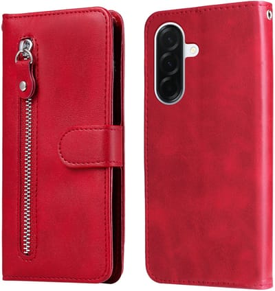 rood wallet book-case rits hoesje - Telefoonhoesje geschikt voor Samsung Galaxy A37 5G / A36 5G
