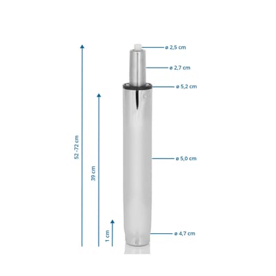 Gasveer XXL - chroom, 52-72 cm (voor Barkruk) hjh OFFICE