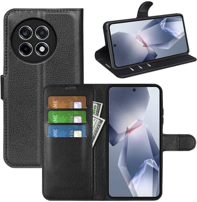 MobyDefend Hoesje - Geschikt voor OnePlus 13R - Kunstleren Wallet Book Case (Sluiting Voorkant) - Zwart