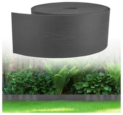 Flexibele Houtlook Gazonrand - 10m Kunststof Perkomranding - 13 cm Hoogte Antraciet