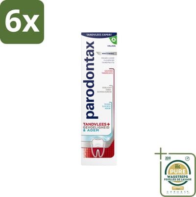 Parodontax - Tandpasta - Tandvlees+Gevoeligheid & Adem - Whitening - 75 ml - Voordeelverpakking - 6 stuks - Adem - Witte glimlach