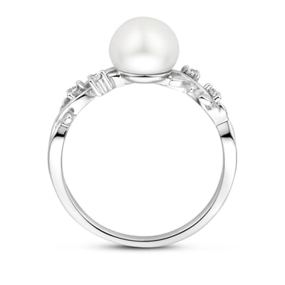 Gerhodineerd Zilver Ring Parel En Met Zirkonia 1339776