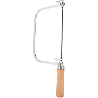 Outil de coupe réglable en forme de U, scie à pain, manche en bois avec 5 cordes de scie à main white