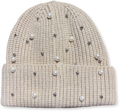 Beanie / Muts Stud Parel - Beige | Polyacryl | One Size | Fashion Favorite