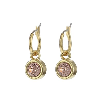 Biba Hang Oorbellen met Swarovski Steentje Vintage Rose Goud