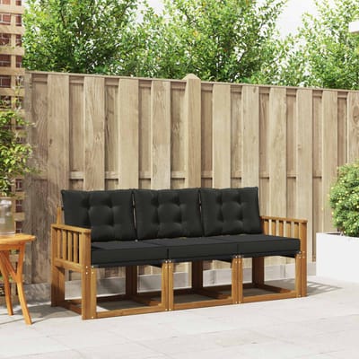 vidaXL - Buiten - bank - set - 3 - st - Natuurlijk - en - zwart