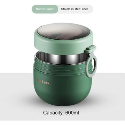 Draagbare roestvrijstalen soepbeker lunchbox voedselcontainers schattige vorm thermosflessen thermokop magnetron verwarming met lepel