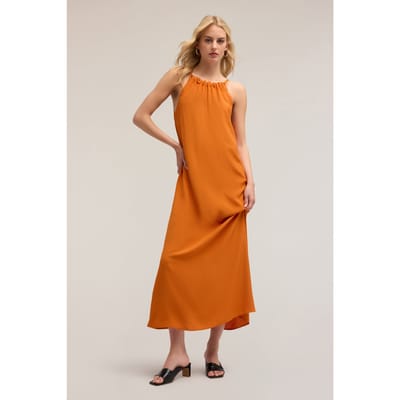 Motivi Long Flowing Dress With Eyelets Orange Size: XS | Maxi Dresses Outlet | Dames | Oranje