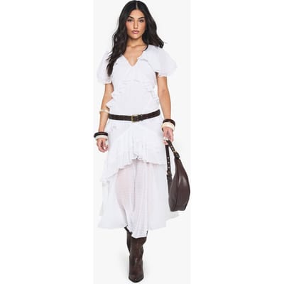 boohoo Dames Dobby Frill Detail Maxi Jurk | Ivoor | Maat: 36