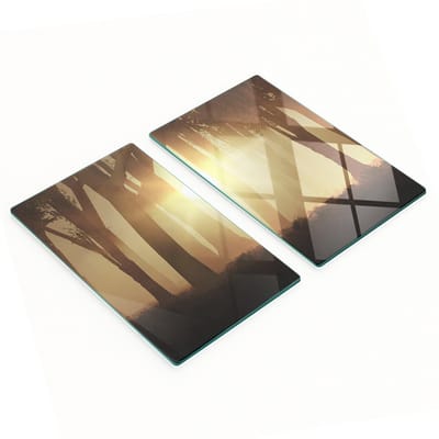 Decoratieve glazen snij- en serveerplanken Mist in het bos 2x30x52 cm