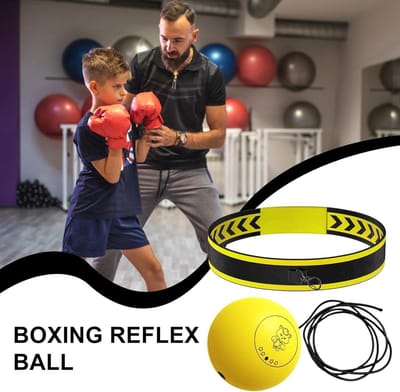 Boks Reflex Bal - Hoofdband Bal - Reactietraining Verbeteren - Hand-Oog Coördinatie - 3 Ballen - Geel
