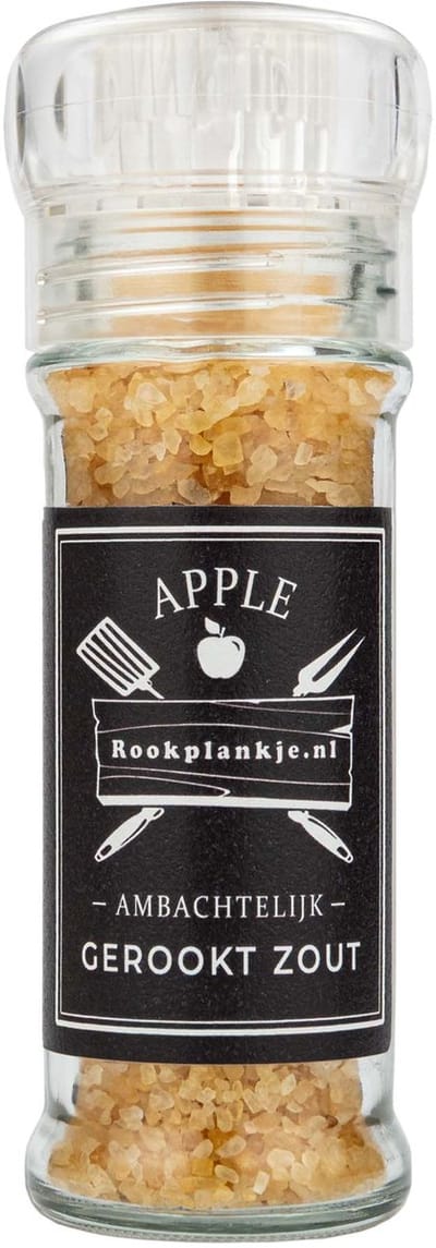 Rookplankje.nl - Ambachtelijk Gerookt Zout in Molen - Appel - 100 gram