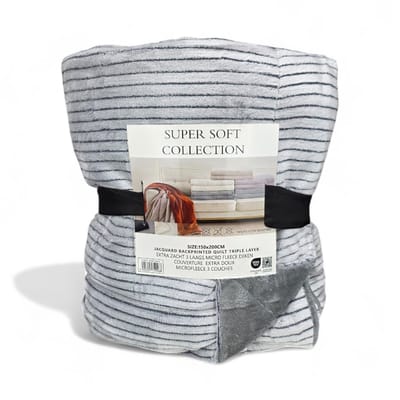 Luxe Fleece deken - Plaid 150x200cm - Triple Layer - Dubbelzijdig - Grijs
