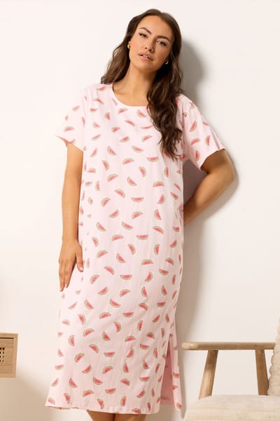 Yours Plus Size Roze Nachtjurk Met Watermeloenprint Size 42-44