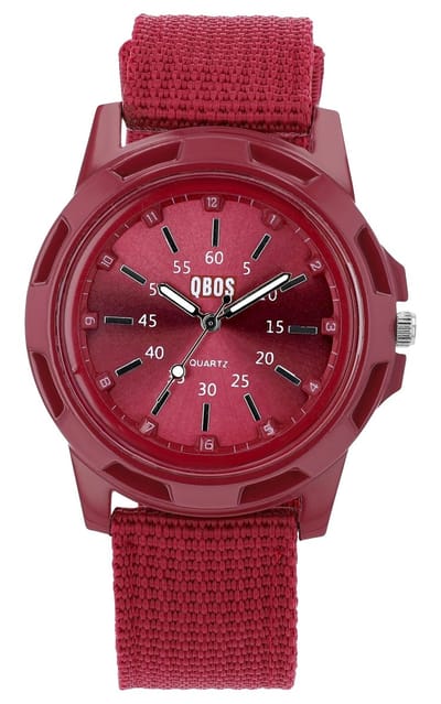 QBOS Herenhorloge textiel Mineraalglas