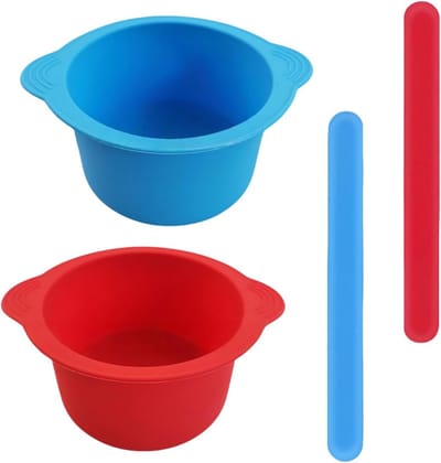 Set van 2 Siliconen Wax Verwarmingskommen met Spatels voor Thuis en Salon