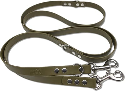 Miqdi - verstelbare, handsfree hondenriem van BioThane®- 3 meter lang - olijf groen - L - voor grote honden