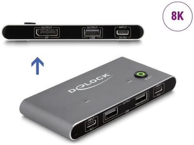 Delock USB-C™ KVM Switch to DisplayPort 8K 30 Hz with USB 2.0