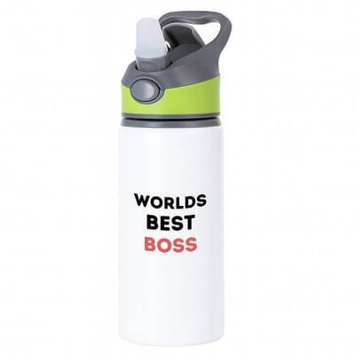 Hacebo® - worlds best boss waterfles met rietje groen - Baas - de beste baas - collega's - werknemers - verjaardagscadeau - verjaardag - cadeau - afscheidscadeau - geschenk - leuke cadeau - kado - gift - water fles - 650ML
