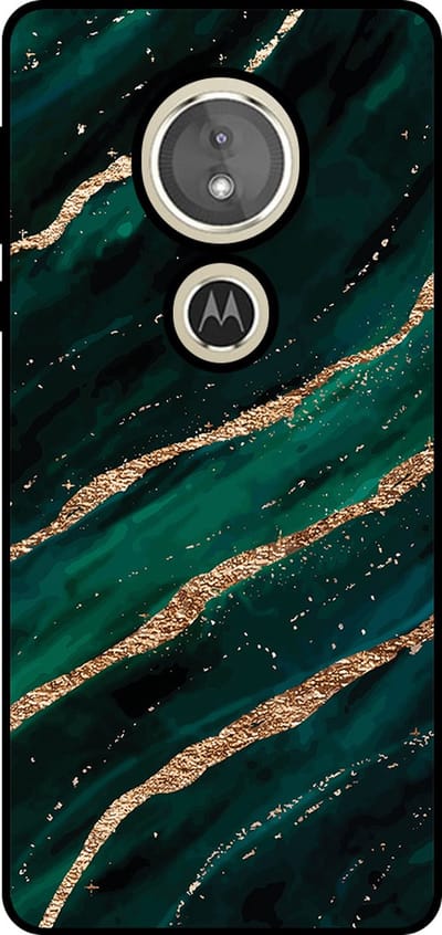 Smartphonica Telefoonhoesje Geschikt voor Motorola Moto E5 / G6 Play met marmer opdruk - TPU backcover case marble design - Groen Goud geschikt voor Motorola Moto E5;Motorola Moto G6 Play