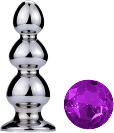 Metalen buttplug 50 - 170 mm paars kristal