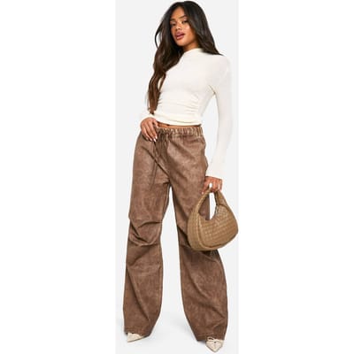 boohoo Dames PU Slouch Fit Papa Broek | Vintage Wash | Maat: 10