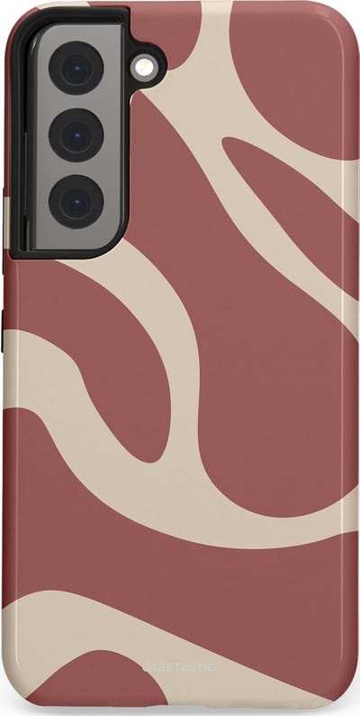 Casetastic Hoesje Geschikt voor Samsung S22 - Stijlvolle Beschermende Duo-layer Case - Terracotta Mediterranee Golven