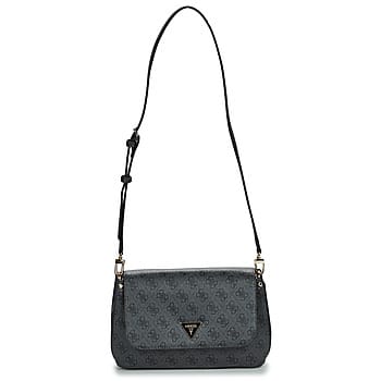 GUESS Schoudertas Avondtas Meridian Flap Crossbody Bag Coal Logo Donkergrijs