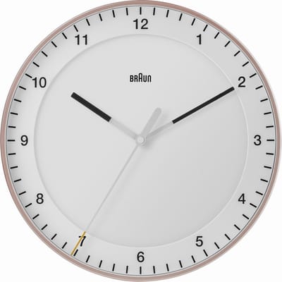 Braun BC17PW - Wandklok - Analoog - Kunststof - Quartz - Sweep movement - Rosékleurig - Wit - Ø30cm