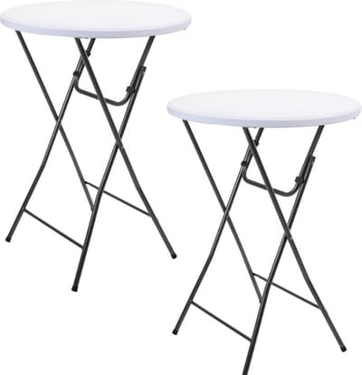 Pro Garden Robuuste Statafels - 2 Stuks - Ø80x110cm - Stalen onderstel - Wit/Grijs